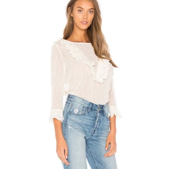 New BOHO Ruffled Swiss Dot Sheer Lace Top … - Picture 7 of 11